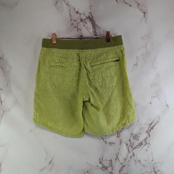 Toad & Co Shorts Womens Small Linen Roll Bermuda Pull On Elastic Chartreuse Lina - Picture 5 of 11